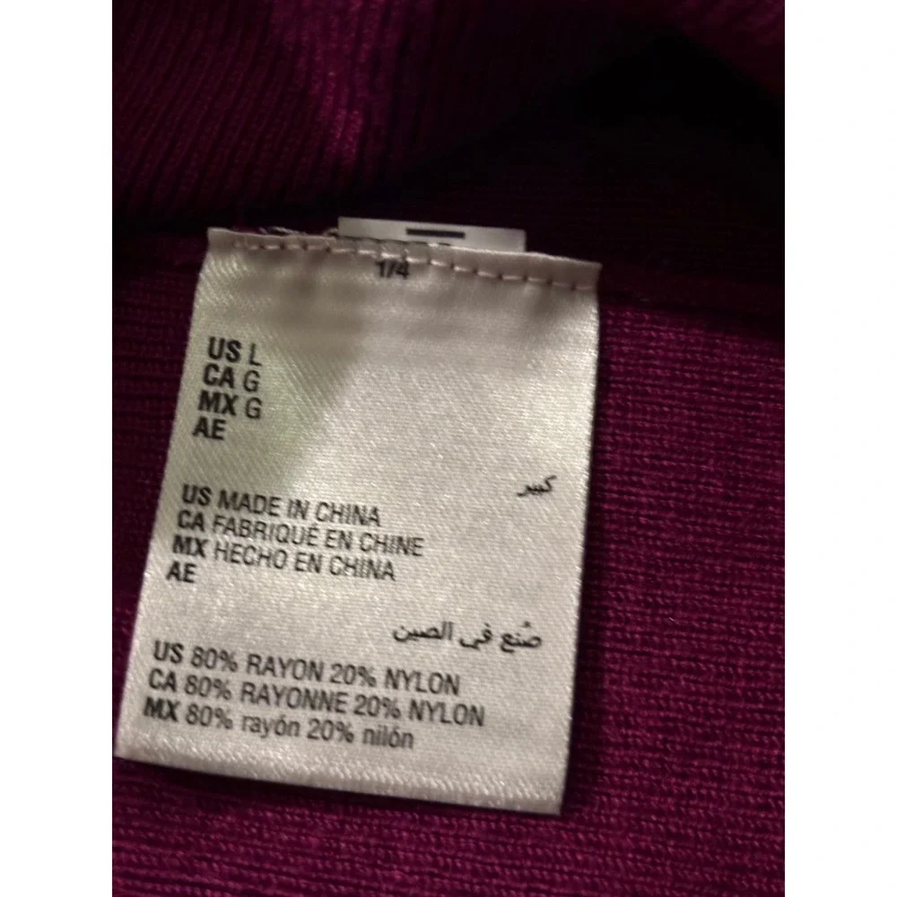 INC International Concepts Magenta Purple Surplice V-Neck Pleated Sweater Large